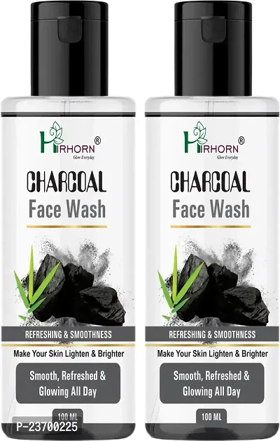 Natural Hirhorn Charcoal - Skin Purifying And Deep Detox - Fights Pollution Men And Women Normal Skin Face Wash Pack Of 2