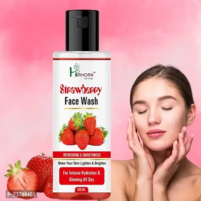 Natural Hir Horn Hydrating Stawberry For Pimples, Dry And Oily Skin-Tube Women All Skin Types Face Wash Pack Of 1-thumb0