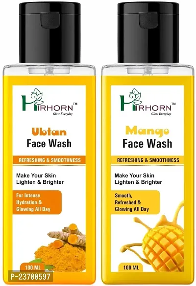 Natural Hirhorn Ubtan Mango Skin PreventacneAnd Pimples Best Ubtan Mango Face Wash Men And Women All Skin Types Face Wash Pack Of 2