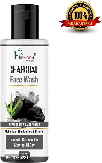 Natural Hirhorn Charcoal - Removes Dirt And Hydrates Skin Men And Women Normal Skin Face Wash Pack Of 1-thumb0