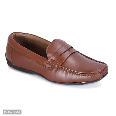 Stylish Brown PU Solid Formal Shoes For Men-thumb0