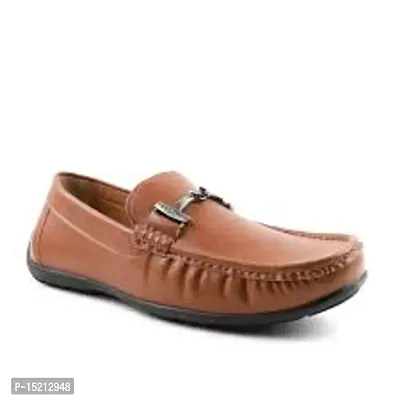 Stylish Tan PU Solid Formal Shoes For Men