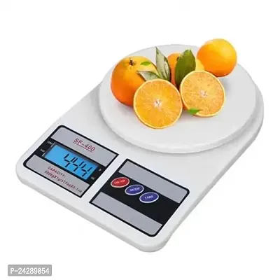 MYORA Portable Electronic Digital Weighing Scale | Food Weighing Scale for Health, Fitness, Home Baking  Cooking With LCD Display | White | 10 kg (With 2 Batteries Free)-thumb0