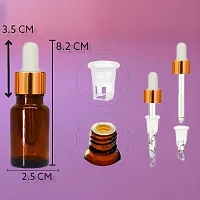 MYORA Amber Round Empty Glass Bottle + Glass Dropper + Gold Ring + Silcon White Teat, Refillable, Leak Proof For Essential Oils, (10 ml, Pack of 24) (24)-thumb2
