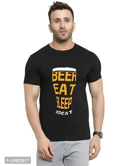 SPANDEXER Mens Beer Eat Sleep Repeat Cotton Printed Tshirt-thumb0