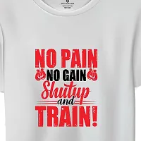 SPANDEXER Mens Cotton No Pain No Gain Printed Round Neck T-Shirt-thumb1