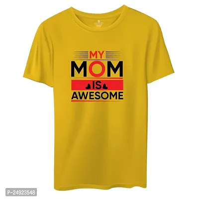 SPANDEXER Mens My Mom is Awsome_Mothers Day Cotton Printed Round Neck Tshirt