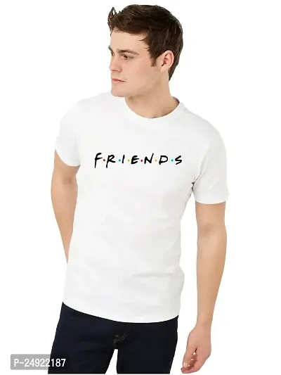 Mens White Friends Cotton T Shirt (X-Large)