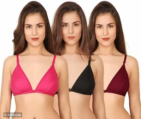 Stylish Cotton Solid Bras For Women Pack Of 3