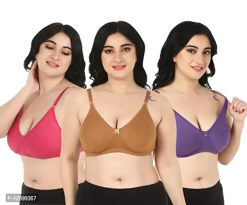 ESOROUCHA Everyday T-Shirt Push-Up Bra for Women Non Padded, Wirefree, Full Coverage, Heavy Breast Bra (Multicolored Pack of 3,Size 40C)-thumb0