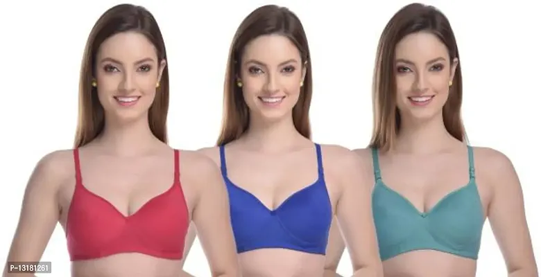 Stylish Cotton Solid Bras For Women Pack Of 3