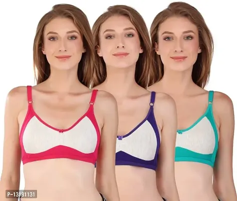 Stylish Cotton Solid Bras For Women Pack Of 3