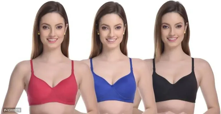 Stylish Cotton Solid Bras For Women Pack Of 3