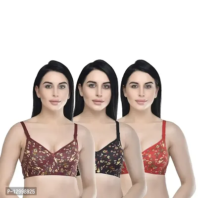 Buy Stylish Cotton Printed Bras For Women Pack Of 3 Online In