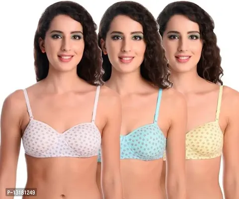 Stylish Cotton Printed Bras For Women Pack Of 3-thumb0