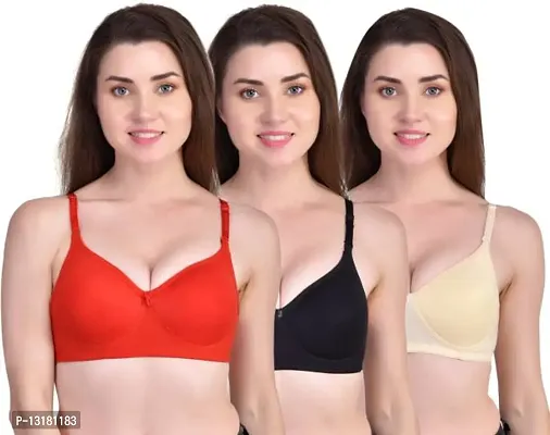 Stylish Cotton Solid Bras For Women Pack Of 3-thumb0