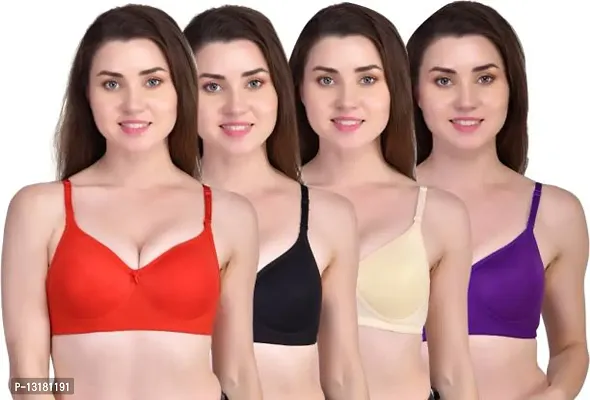 Stylish Cotton Solid Bras For Women Pack Of 4