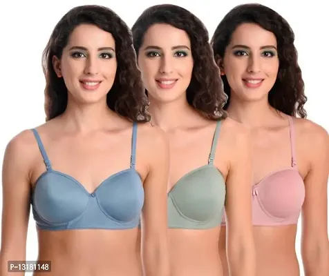 Stylish Cotton Solid Bras For Women Pack Of 3-thumb0