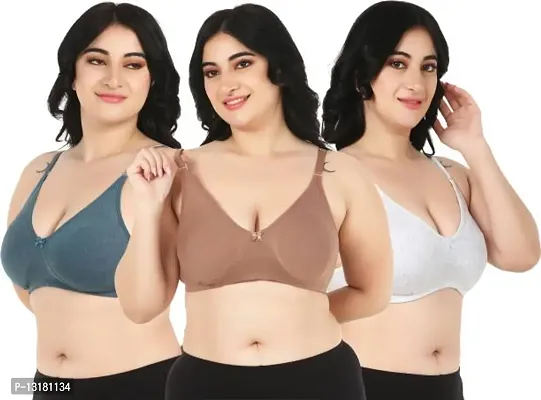 Stylish Cotton Solid Bras For Women Pack Of 3-thumb0