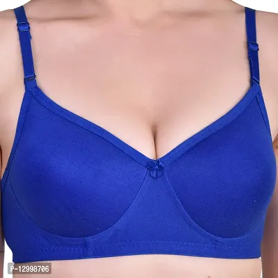 ESOROUCHA Women's Cotton Lightly-Padded Bras (Pack of 3) (B, Blue, Skin, Purple, 40)-thumb4