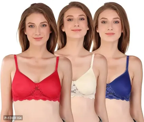 Stylish Cotton Solid Bras For Women Pack Of 3