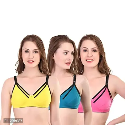 ESOROUCHA Cotton Non Padded Women's Bra Regular -Pack of-3 (B, 36) Multicolour