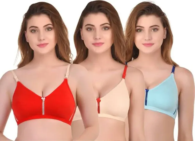 Stylish Hosiery Solid Padded Bras For Women Combo Of 3