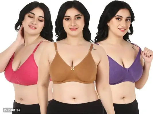 Stylish Cotton Solid Bras For Women Pack Of 3-thumb0