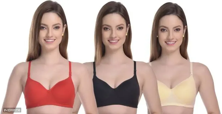 Stylish Cotton Solid Bras For Women Pack Of 3