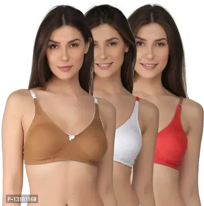 Stylish Cotton Solid Bras For Women Pack Of 3