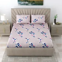 Classic Glace Cotton Printed King Bedsheet with Pillow Covers-thumb1