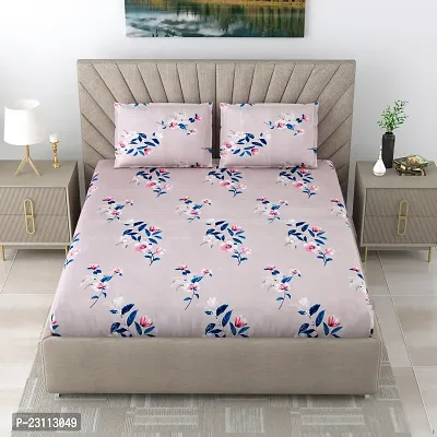 Classic Glace Cotton Printed King Bedsheet with Pillow Covers-thumb2