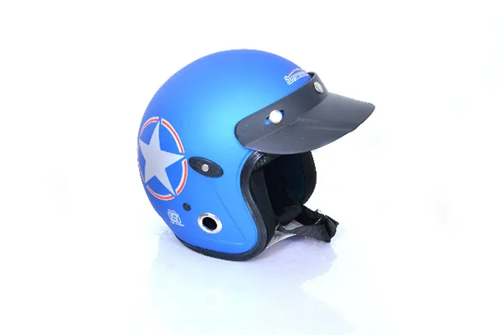 4U SUPREME BRANDED UNBREAKBLE OPEN FACE HELMET WITHOUT VISOR(Blue)