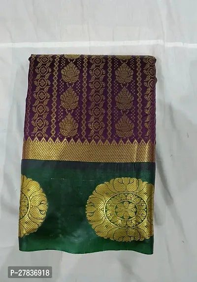 Stylish Art Silk Purple Printed Saree with Blouse piece