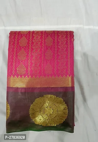 Stylish Art Silk Pink Printed Saree with Blouse piece