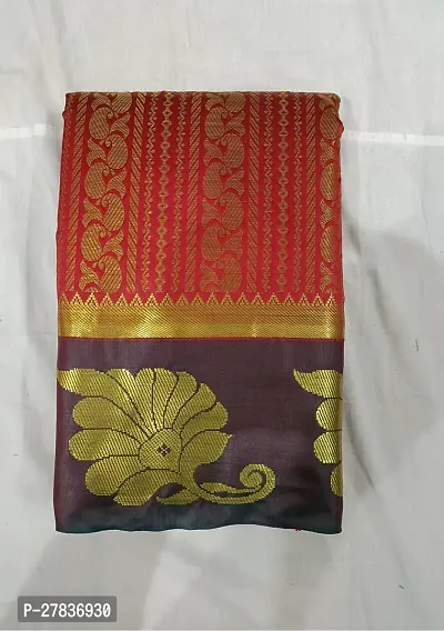 Stylish Art Silk Red Printed Saree with Blouse piece-thumb0