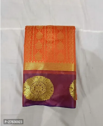 Stylish Art Silk Orange Printed Saree with Blouse piece