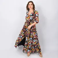 Stylish Multicoloured Georgette Printed Fit And Flare Dress For Women-thumb3