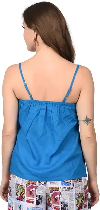 Elegant Blue Pure Cotton Solid Top For Women-thumb1