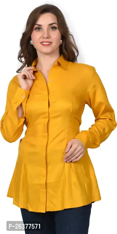 Elegant Yellow Polycotton Solid Top For Women