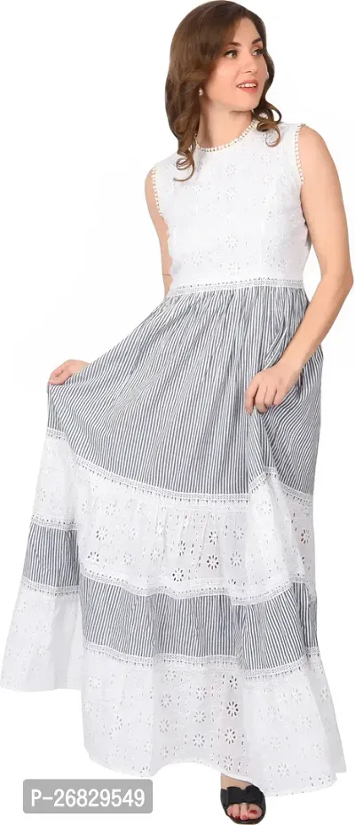 Stylish Grey Georgette Self Design Dresses For Women