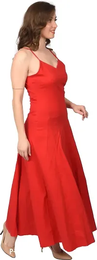 Stylish Red Satin Solid Dresses For Women-thumb0
