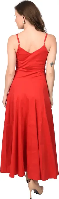 Stylish Red Satin Solid Dresses For Women-thumb1