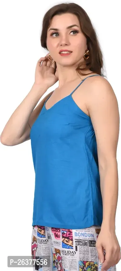 Elegant Blue Pure Cotton Solid Top For Women-thumb4