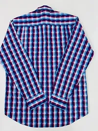 Elegant Blue Cotton Blend Checked Shirt For Women-thumb1