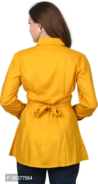 Elegant Yellow Polycotton Solid Top For Women-thumb2