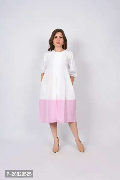 Stylish White Cotton Linen Dyed Dresses For Women