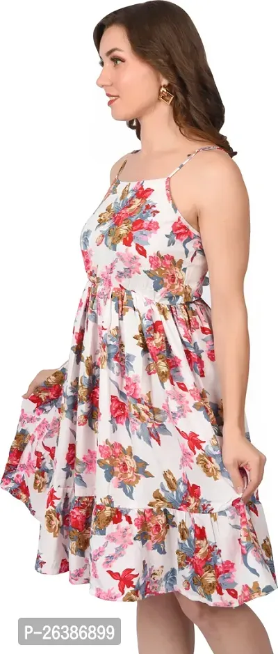 Stylish Pink Cotton Blend Printed Fit And Flare Dress For Women-thumb4