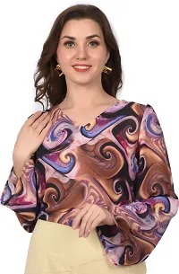 Elegant Multicoloured Crepe Printed Top For Women-thumb2