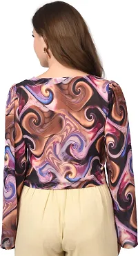 Elegant Multicoloured Crepe Printed Top For Women-thumb1